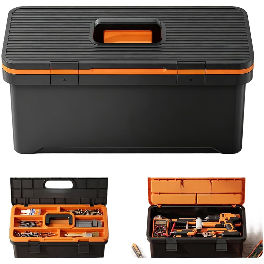 Boîte de rangement double couche en polypropylène ABS avec plusieurs compartiments pour outils, attaches, composants électroniques et plus encore (19)