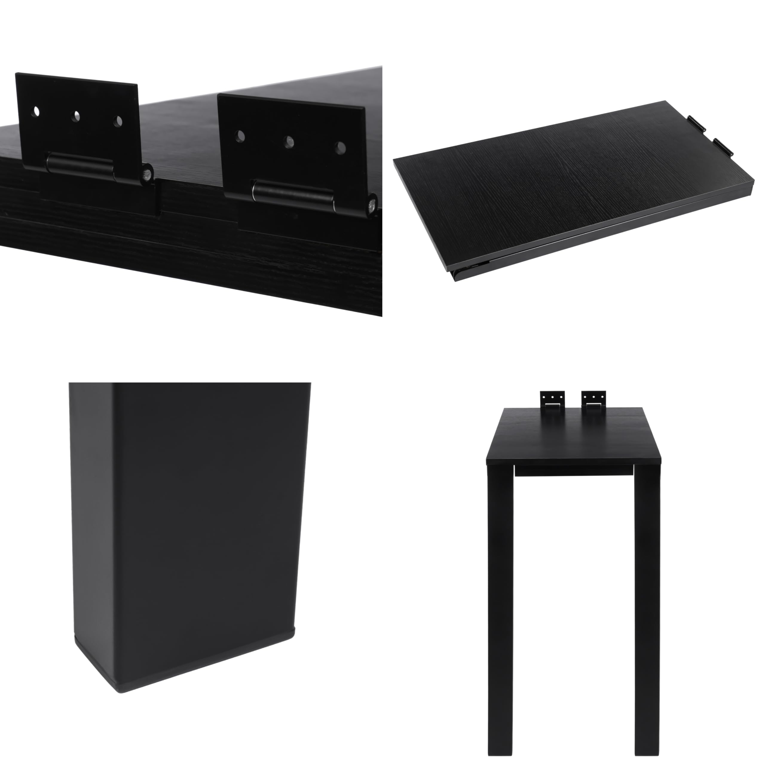 Tavolo pieghevole montato a parete in legno massello E0 grade, 75 x 40 x 74 cm, pieghevole da parete, tavolo da cucina, tavolo da pranzo, tavolo da pranzo (nero)