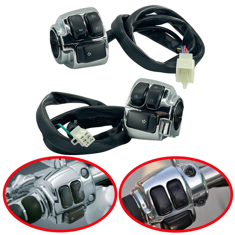 Włącznik kierownicy przycisk motocykla Motocykl Chromowany Przełącznik Sterowania Kierunkowskazami Na Kierownicę Pasuje Do Harley Sportster XL883 Dyna V-ROD Softail(Black)