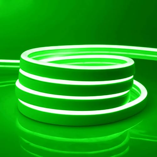 Tira de luces LED de neón de 16.4 pies, tira de luz de neón de 12 V, cuerda de luz de neón impermeable, luz LED flexible de silicona para