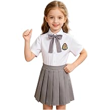 Girls School Uniform Short Sleeve Shirts with Skirts Sets for Casual Daily Wear Halloween Cosplay Costume