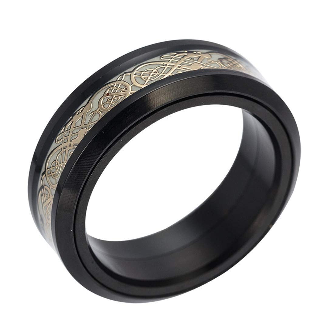 HIJONES Unisex Carbide Fiber Celtic Dragon Spinner Ring Wedding Spins Band