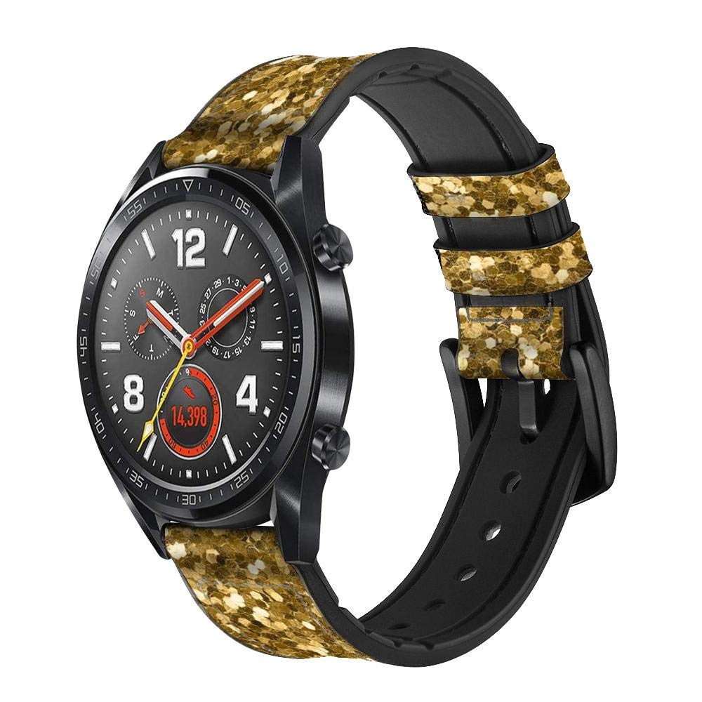 Innovedesire Gold Glitter Graphic Print Bracelet de Montre Intelligente en Cuir et Silicone pour Wristwatch Smartwatch Smart Watch Taille (20mm)