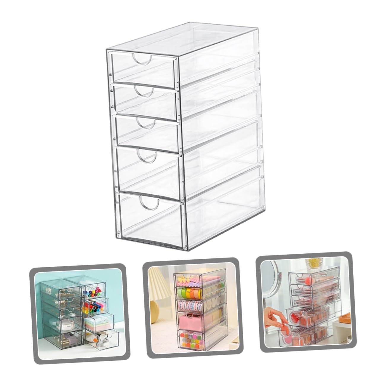 ABOOFAN Plastica Trasparenti Organizzatore per Cassetti Scatola Portaoggetti per Scrivania Contenitore per Scrivania Cassettiera per Oggetti Vari