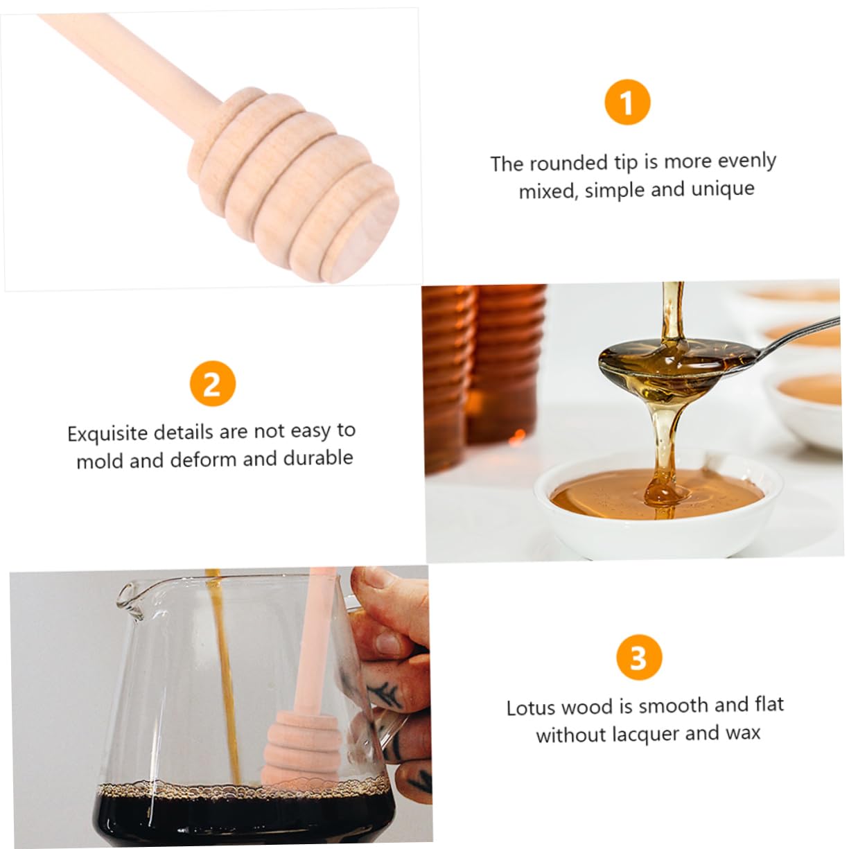 DECHOUS 20pcs Bee Stick Honey Wood Stirring Stick Honey Dipper Stick Kitchen Stirring Rod Wood Honey Stirring Stick Coffee Mixing Stick Wooden Honey Stirring Rod Honey Rod re-usable