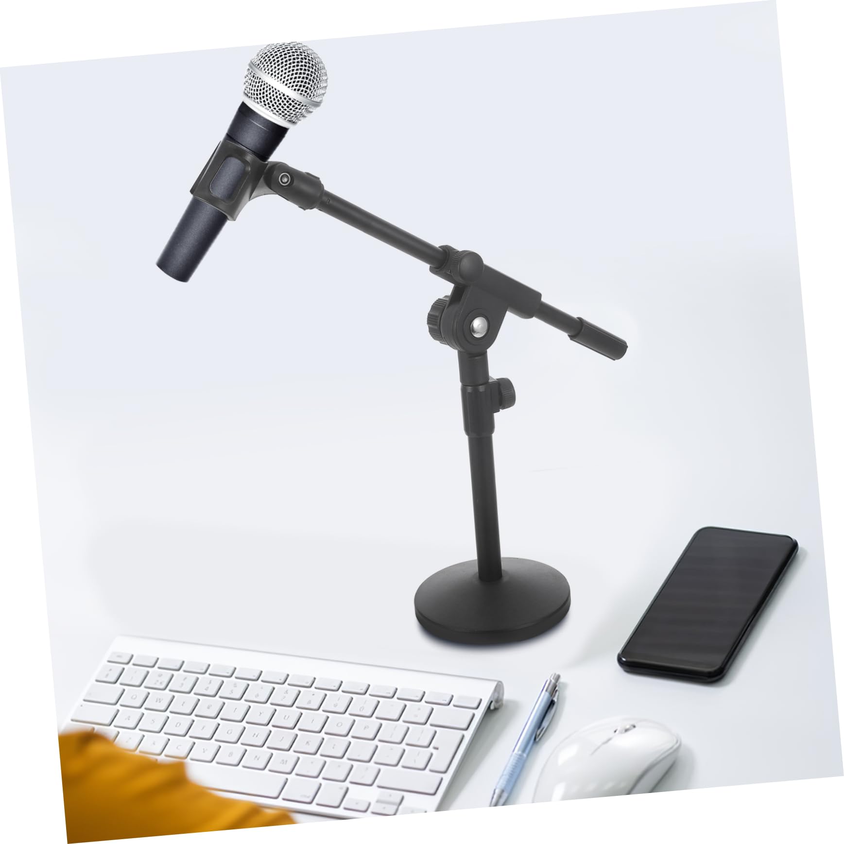 Supporto Microfono Da Tavolo Regolabile Con Asta Telescopica Stabile e Base Rotonda Pesante Per Registrazioni e Performance Professionali e Amatoriali