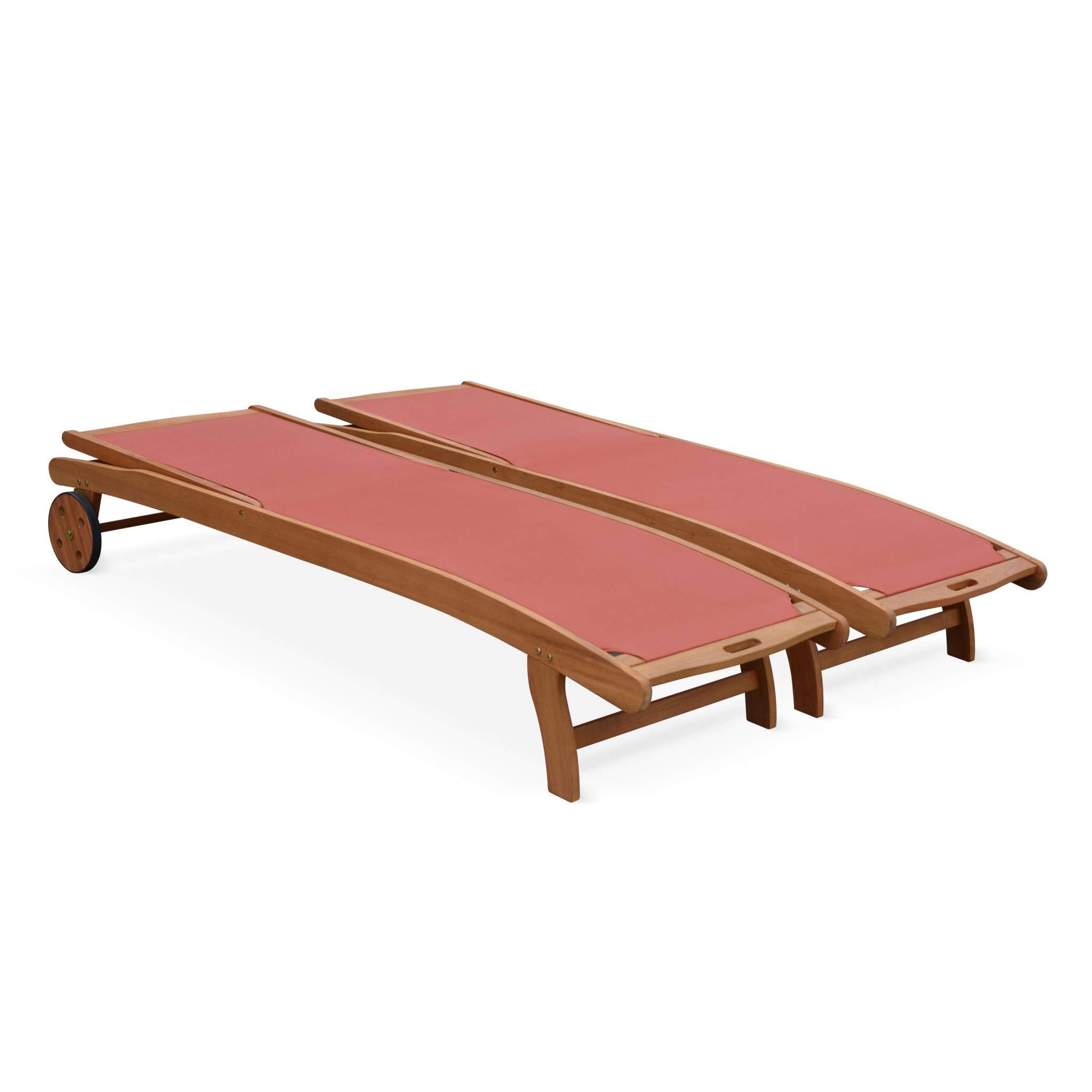 Alice's Garden sweeek-Tumbona de Madera multiposición con Ruedas, Set de 2 Terracota - 196x68x91 cm | Marbella