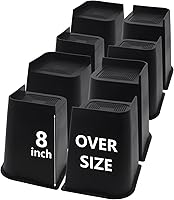 Vista 35 de Paquete de 4 elevadores de cama de 1 pulgada, elevadores de muebles de 2 pulgadas, negros, elevadores de cama resistentes para mesa, sofá, silla