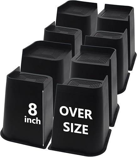 Vista 35 de Paquete de 4 elevadores de cama de 1 pulgada, elevadores de muebles de 2 pulgadas, negros, elevadores de cama resistentes para mesa, sofá, silla