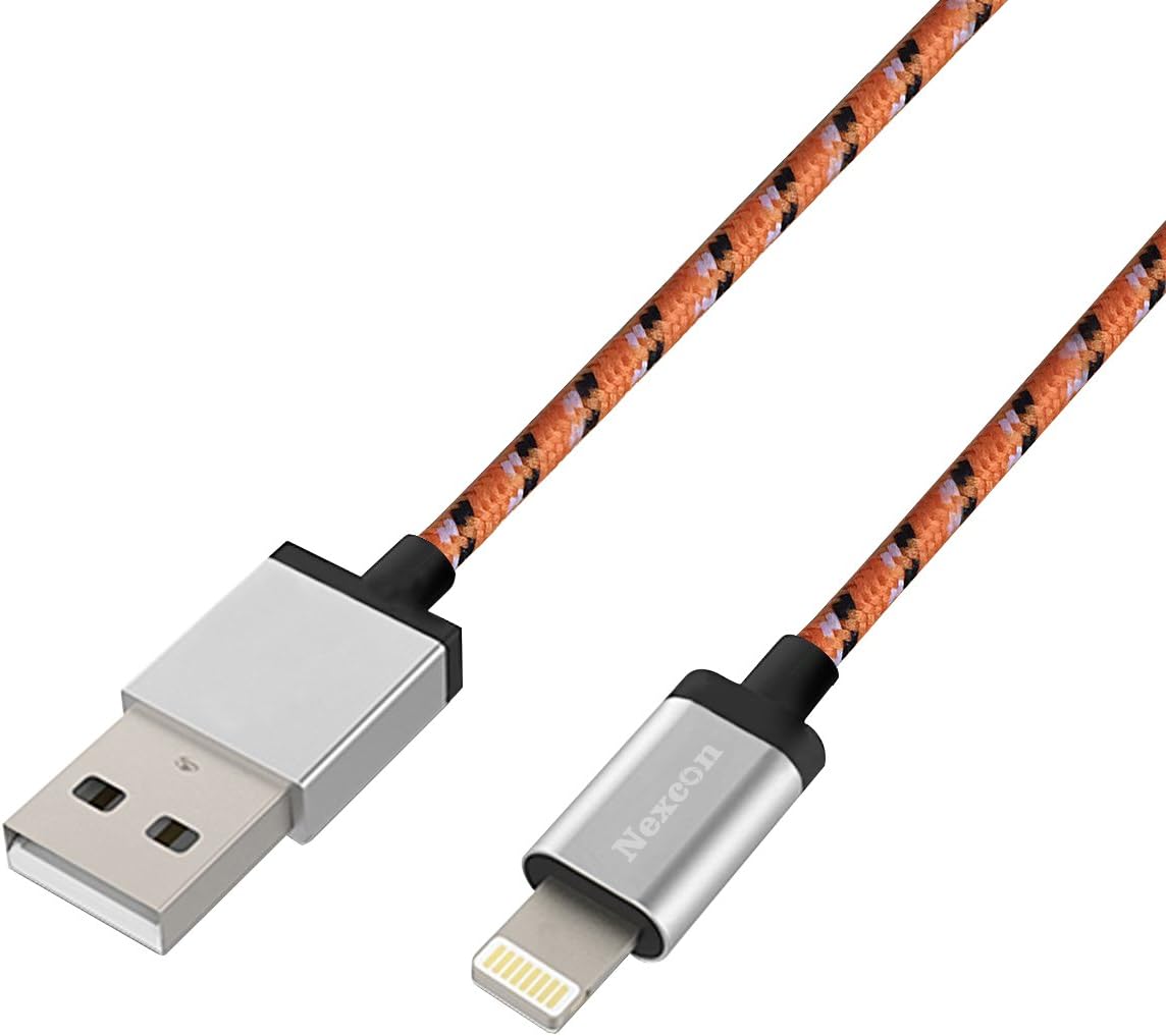 Nekteck [Apple MFi Certified] Lightning to USB Cable, Nylon Braided Charge and Sync Cord 3.3ft / 1m for X/ 8 6s / 6/ Plus SE 5S iPad Pro Air 2 Mini 4/3 iPod 5 iPod Nano and More - Orange