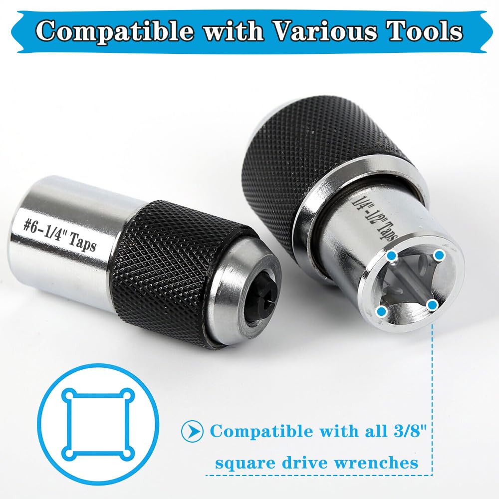 Saipor 2pcs Tap Socket Set, 3/8" Drive Tap Extractor Tool with Adjustable Jaws Fit #6 to 1/2" Taps, Suitable for Taps Reamers - Image 4