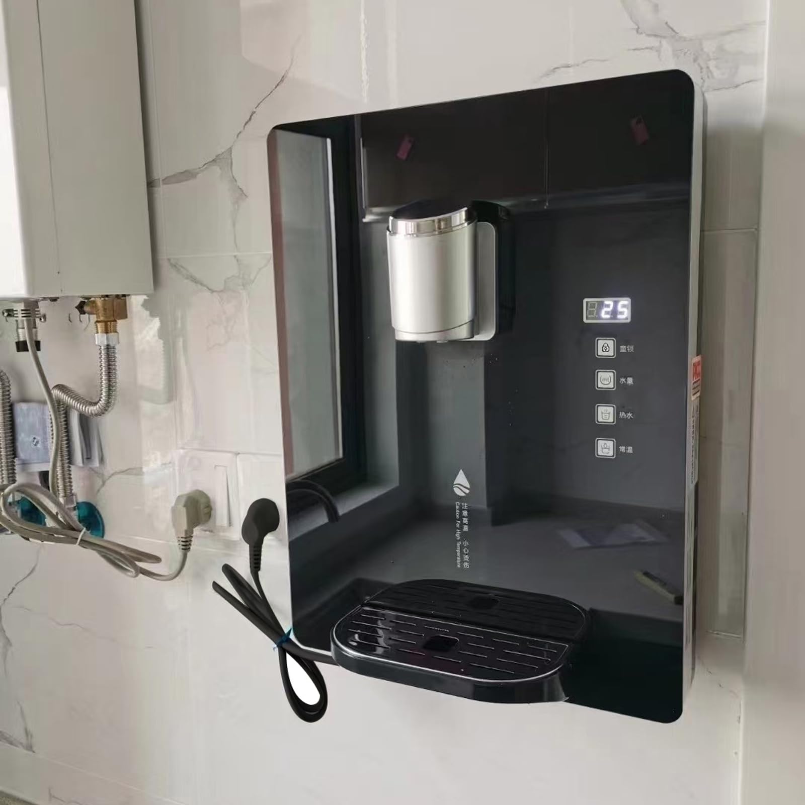 Naścienny dozownik wody z elektroniczną blokadą przed dziećmi, wydajność grzewcza 30 l/h, podwójna funkcja lodu i ciepła, inteligentny ekran dotykowy do użytku biurowego i komercyjnego