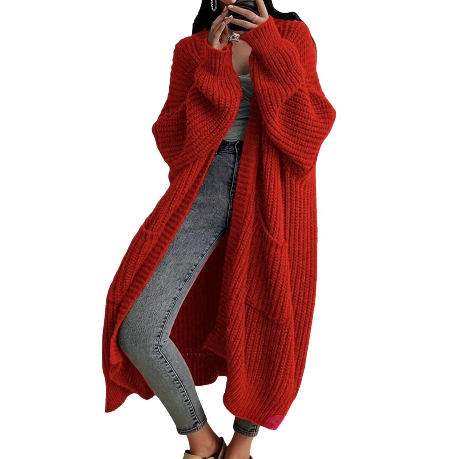 Long Cardigan Sweaters for Women Oversized Open Front Knit Coatigan Duster Coat Warm Trendy Winter Coats Trendy Outwear