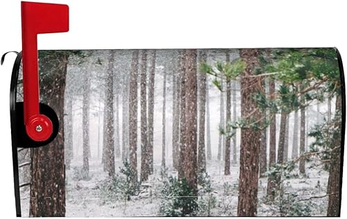 Fundas magnéticas para buzón de buzón, estampado de bosque de nieve, para decoración de jardín y patio