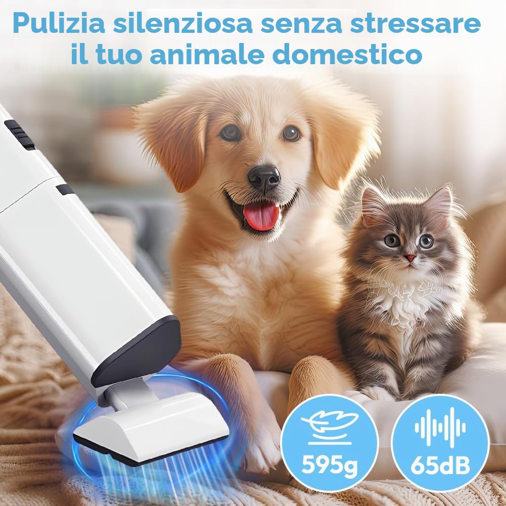 Aspirapolvere portatile senza fili con potenza di aspirazione 20000Pa, filtro HEPA, 5 accessori per peli di animali domestici, auto e casa