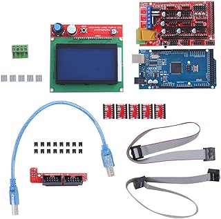 3D Printer Controller DIY Kit, 12864 LCD Graphic Smart Display + RAMPS 1.4 + 2560 R3 Board + 5pcs A4988 Stepper Motor Driver & Heatsink for RepRap