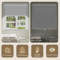 Vista 4 de SEEYE Persianas enrollables opacas sin cordón, para ventana, impermeable, con aislamiento térmico, protección UV, para el hogar, cocina, baño