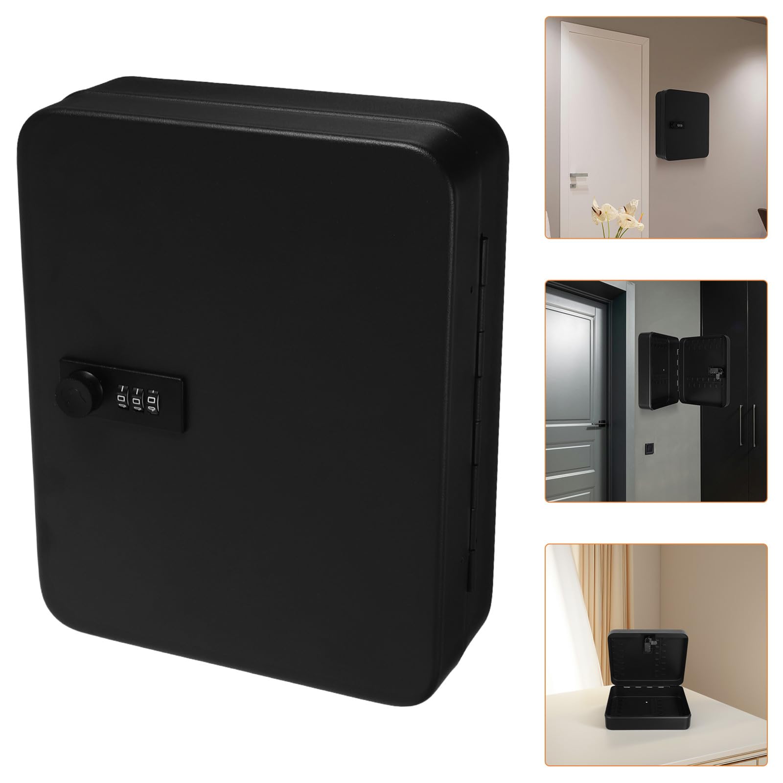 Wandmontierter Schlüsselschrank aus Eisen mit Zahlenschloss 28 Fach Schlüsselhalter Design für Büro und Auto Sicherer Schlüsselkasten Schwarz