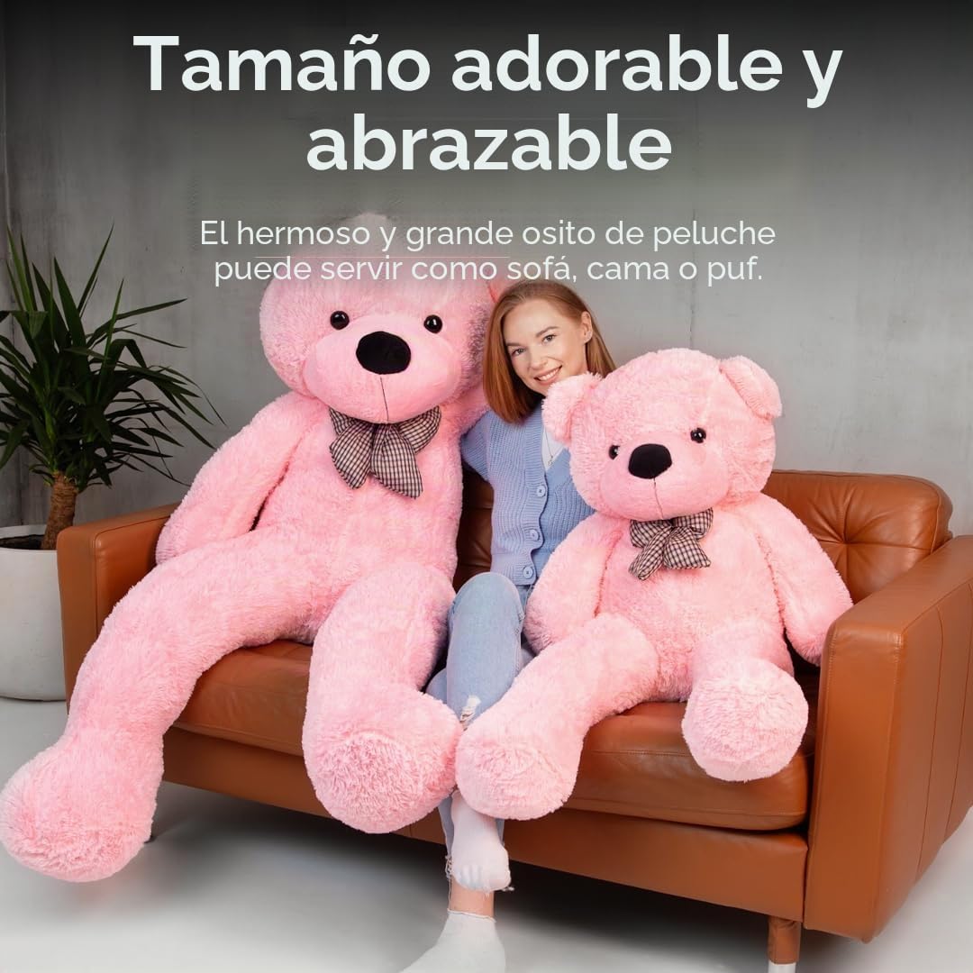 MAKOSAS Oso de peluche suave, juguete para niños (rosa, 180 cm)
