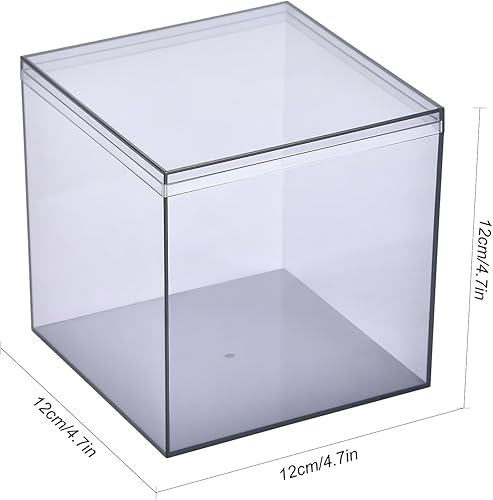 Miniatura 3 de dedoot Caja de acrílico negro transparente con tapa, paquete de 4 cajas de plástico negro transparente de 4.7 x 4.7 x 4.7 pulgadas para organizar,