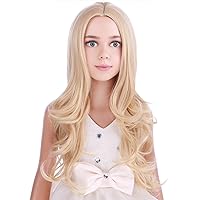 Vista 34 de Peluca larga rubia para niños y niñas, pelucas rubias claras largas onduladas para niños, pelucas sintéticas con parte media Negro