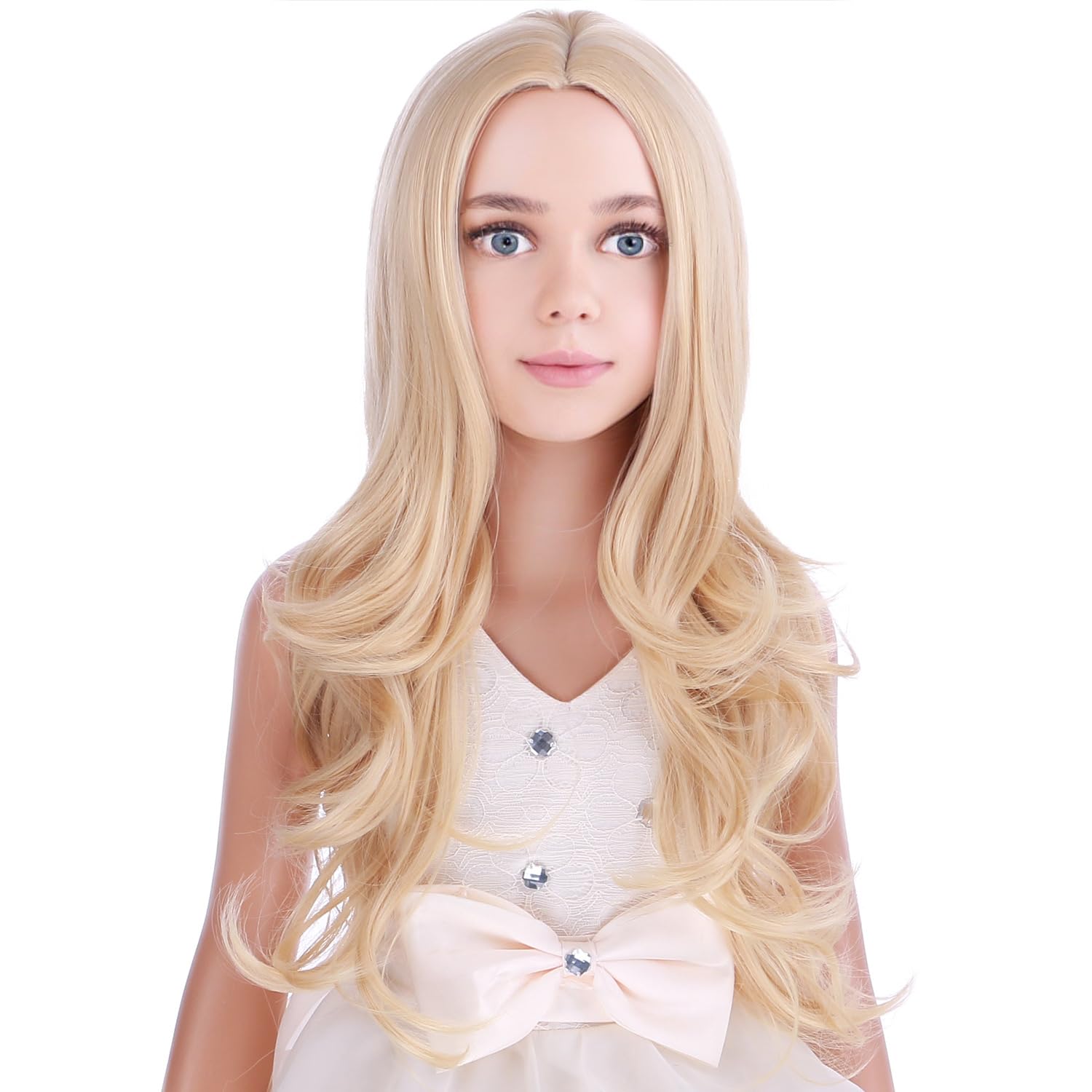 PATTNIUM Kids Child Golden Blonde Wig Long Wavy Blonde Wigs for Girls Synthetic Cosplay Costume Party Wigs