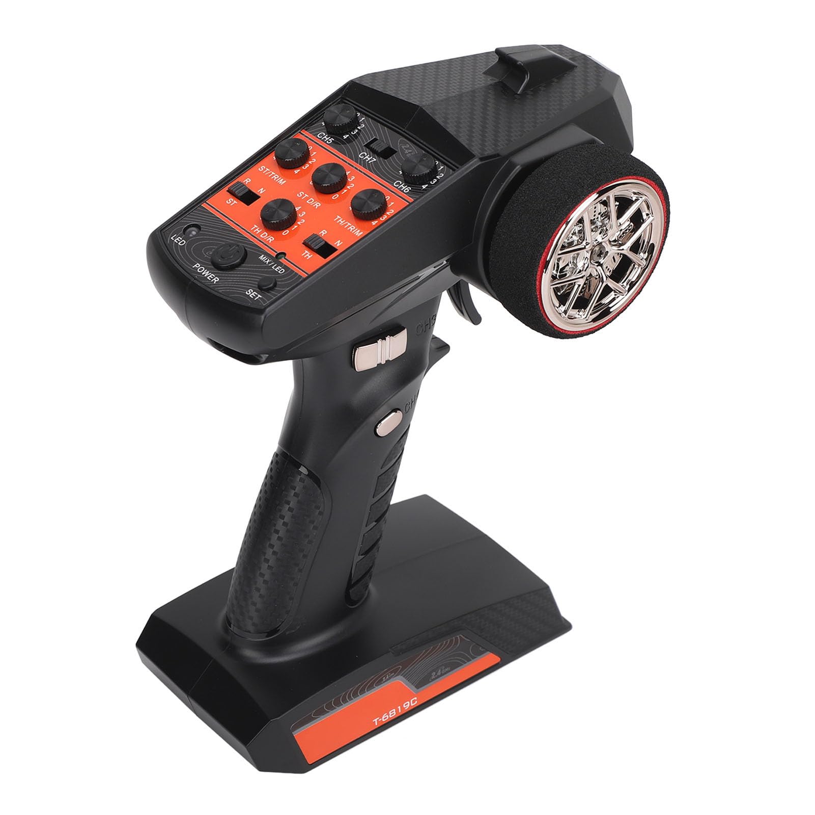 Distancia 7 Canales 2,4 GHz Transmisor Receptor de Radio con Acelerador Función de Velocidad Ilimitada para RC Coche Barco Plástico Negro 380g