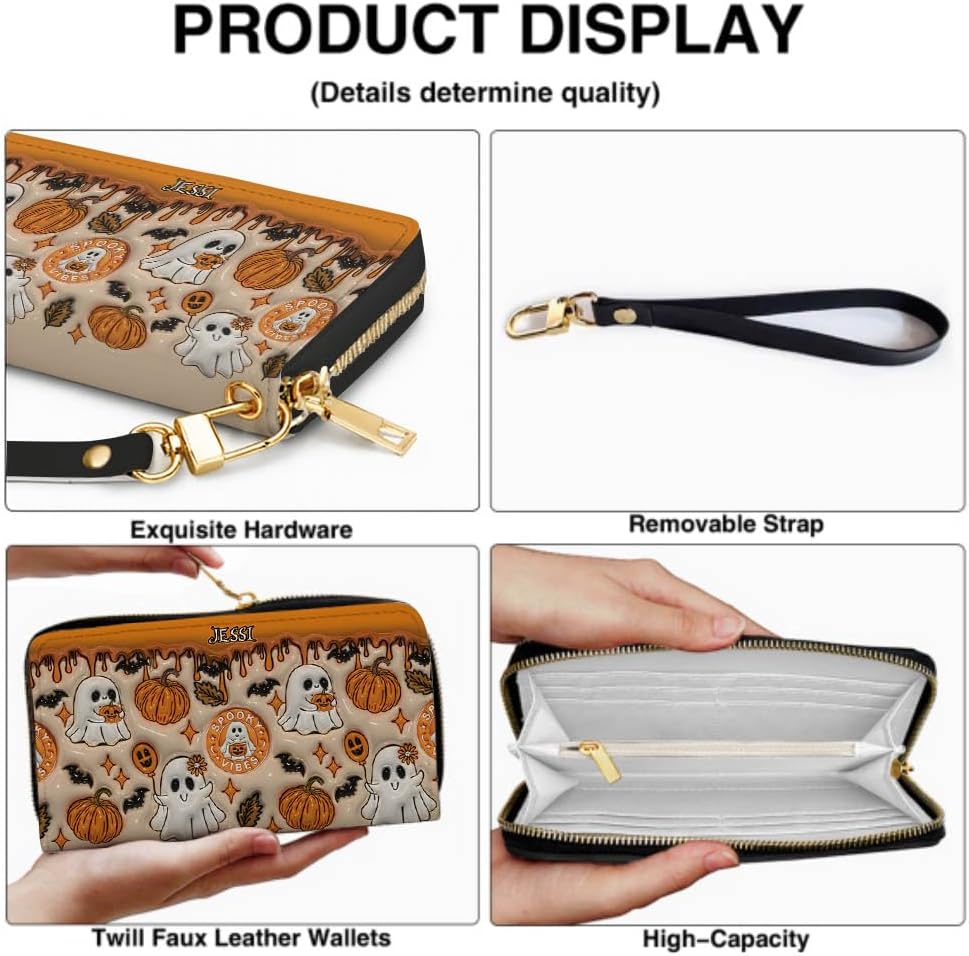 Personalized Spooky Vibe Halloween Leather Handbags With Handle and Purses – Custom 3D Printing Effect Spooky Crossbody Bag, Halloween Purse, Witchy Gothic Handbags For Women, Witchy Gifts (P4)