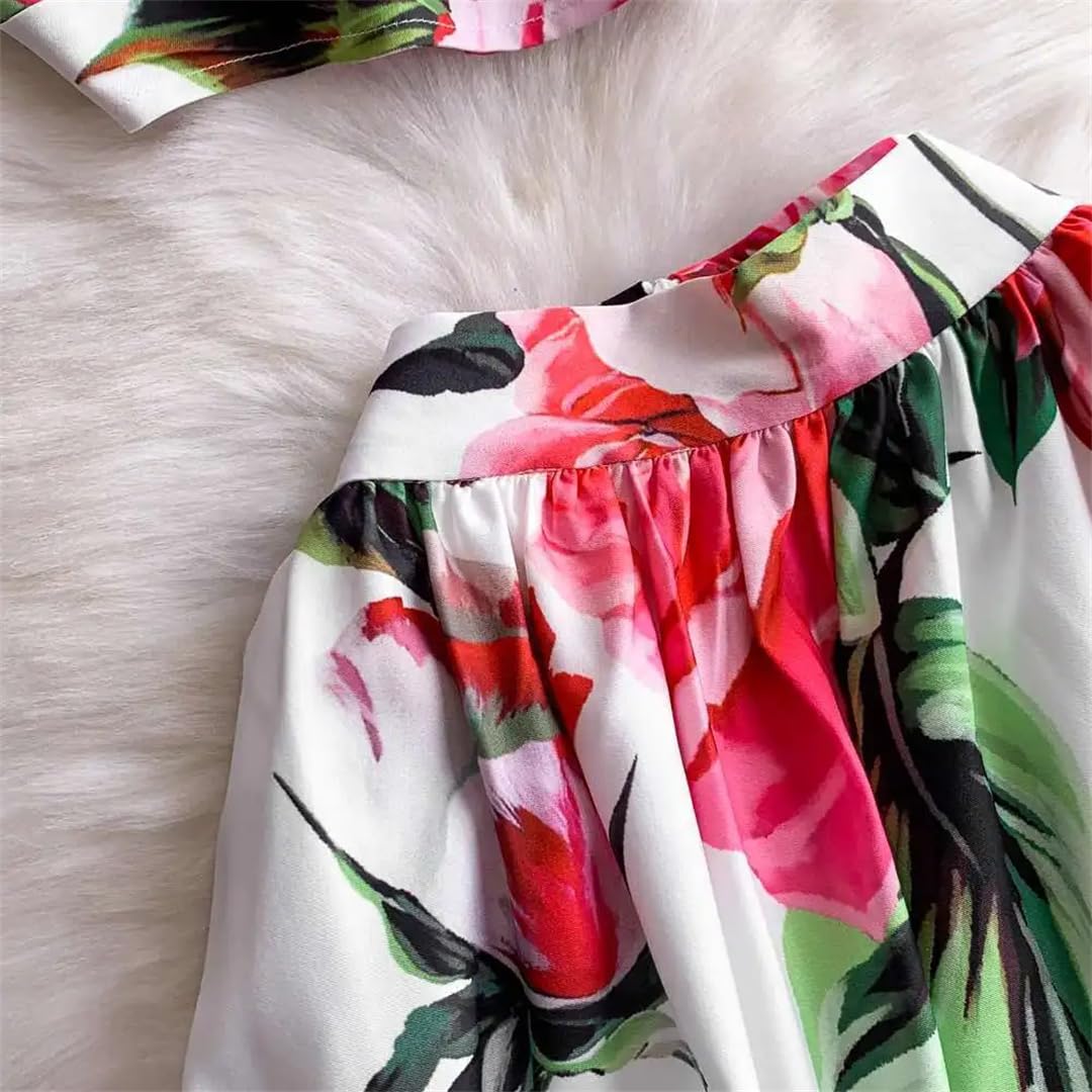 Vestido largo de playa sexy floral para mujer, top corto, chaleco de vacaciones con estampado midi