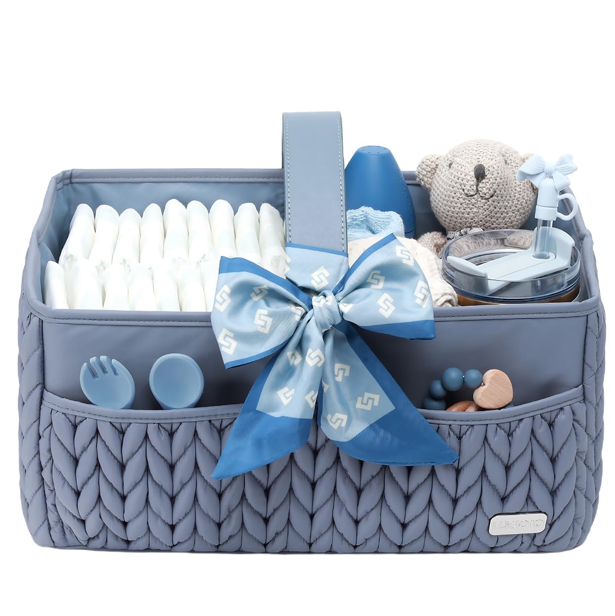 Organizer per pannolini, cestino portaoggetti portatile per neonati essenziali, cestino regalo per baby shower, cestino per fasciatoio, must have per ragazzi o ragazze, cestino per pannolini