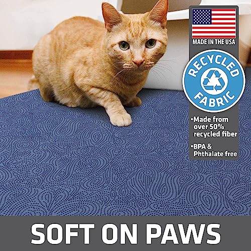 Image of Drymate Cat Litter Box Mat, Litter Trapping Mat, Waterproof, Urine-Proof, Absorbent, Machine Washable, Soft on Paws, Contains Mess, Protects Floors, Kitten Supplies, Blue, 29x36 XL