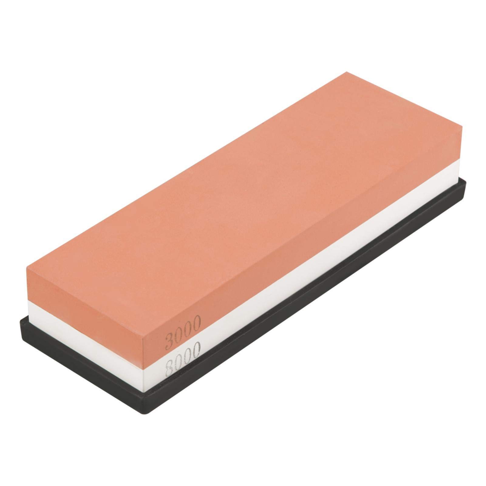 Pierre à Aiguiser Corindon 3000/8000 Grit - 2 En 1 Avec Base Silicone | Affûtage Couteaux Cuisine