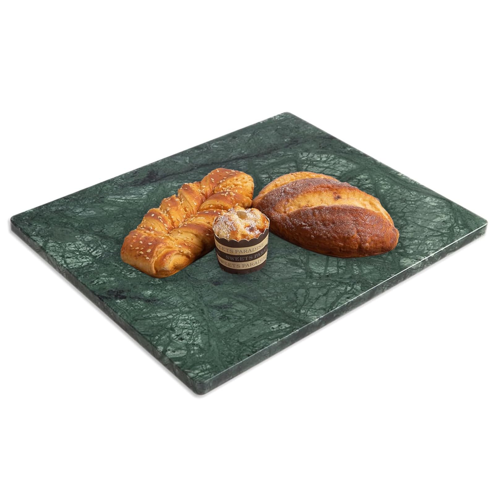 Diflart Natural Marble Stone Cutting Board for Kitchen, 16x20 Inch, Green, Marble Slab Pastry Board Large for Cheese, Serving, Baking, Pack of 1 Piece