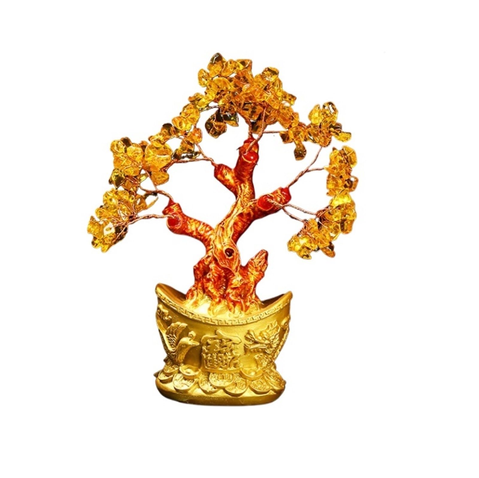 crystal tree， 2pcs Decoration Decor Crystal Tree Showpiece Feng Shui Fortune Fengshui Decorations(Gold 1)