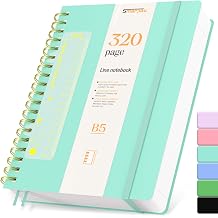 Smarpau Thick Notebook B5, 320 Pages Wirebound Spiral Notebooks for Writing | 100gsm Thick Paper, PVC Hardcover Journal Notepad for Women Men Work Office School, 19 x 25 cm - Lake Blue