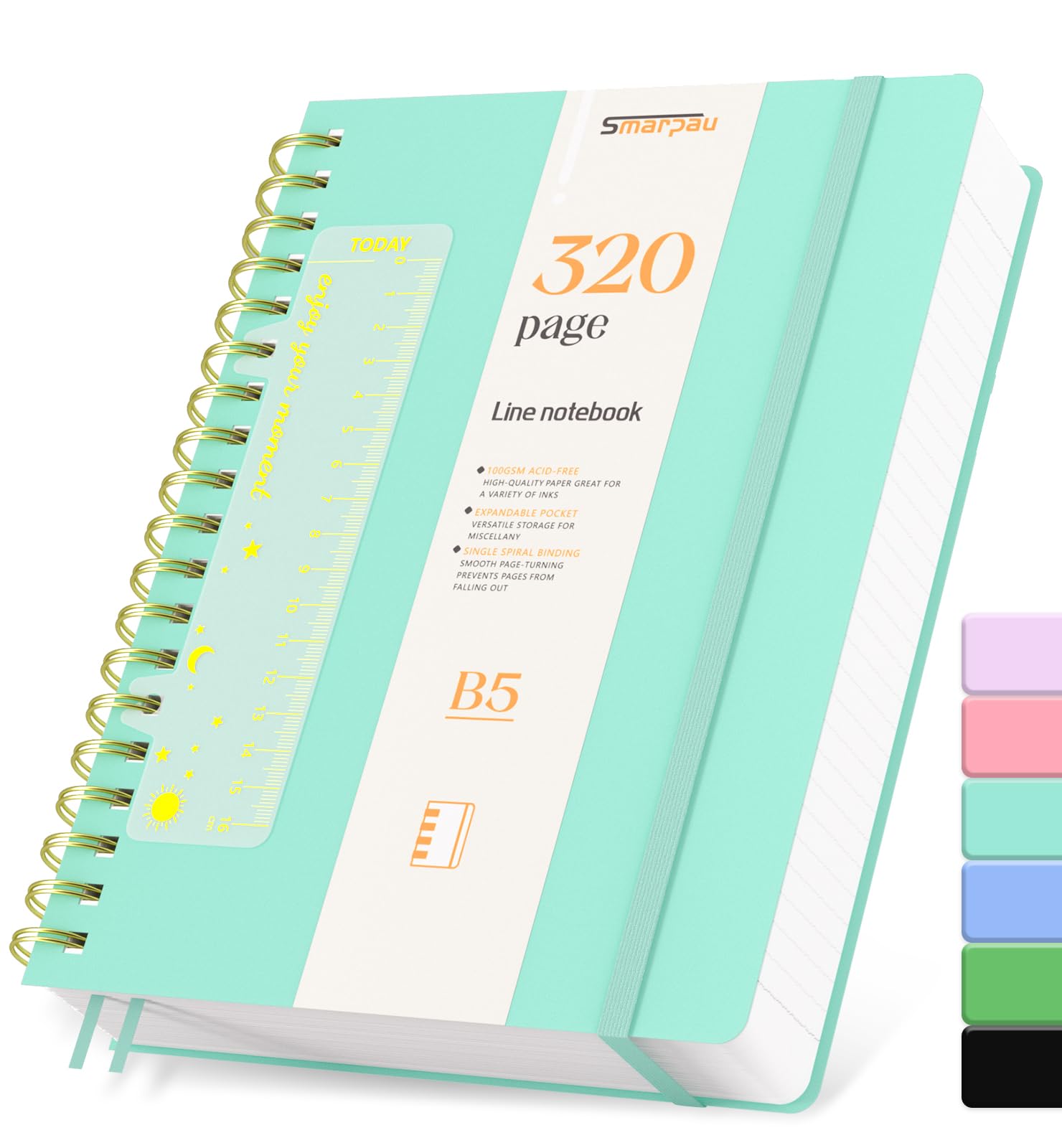 Smarpau Notebook Notepad B5, Wirebound Spiral Notebooks 320 Pages/160 Sheets for Writing 100gsm Thick Paper
