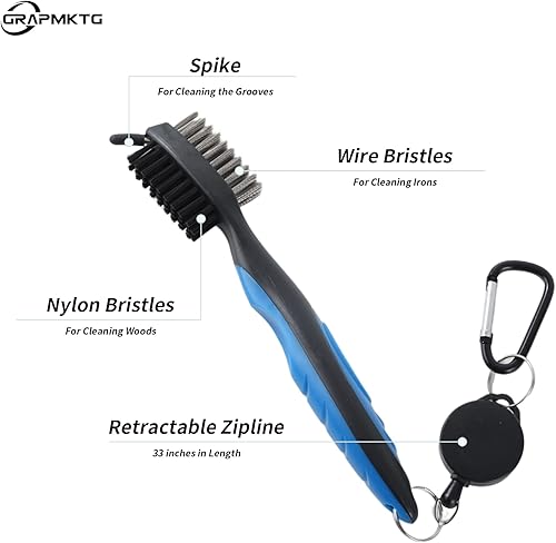 Miniatura 3 de GRAPMKTG Toalla de golf magnética de microfibra con patrón de gofre, toallas de golf con imán, cepillo para palos de golf y limpiador de ranuras,