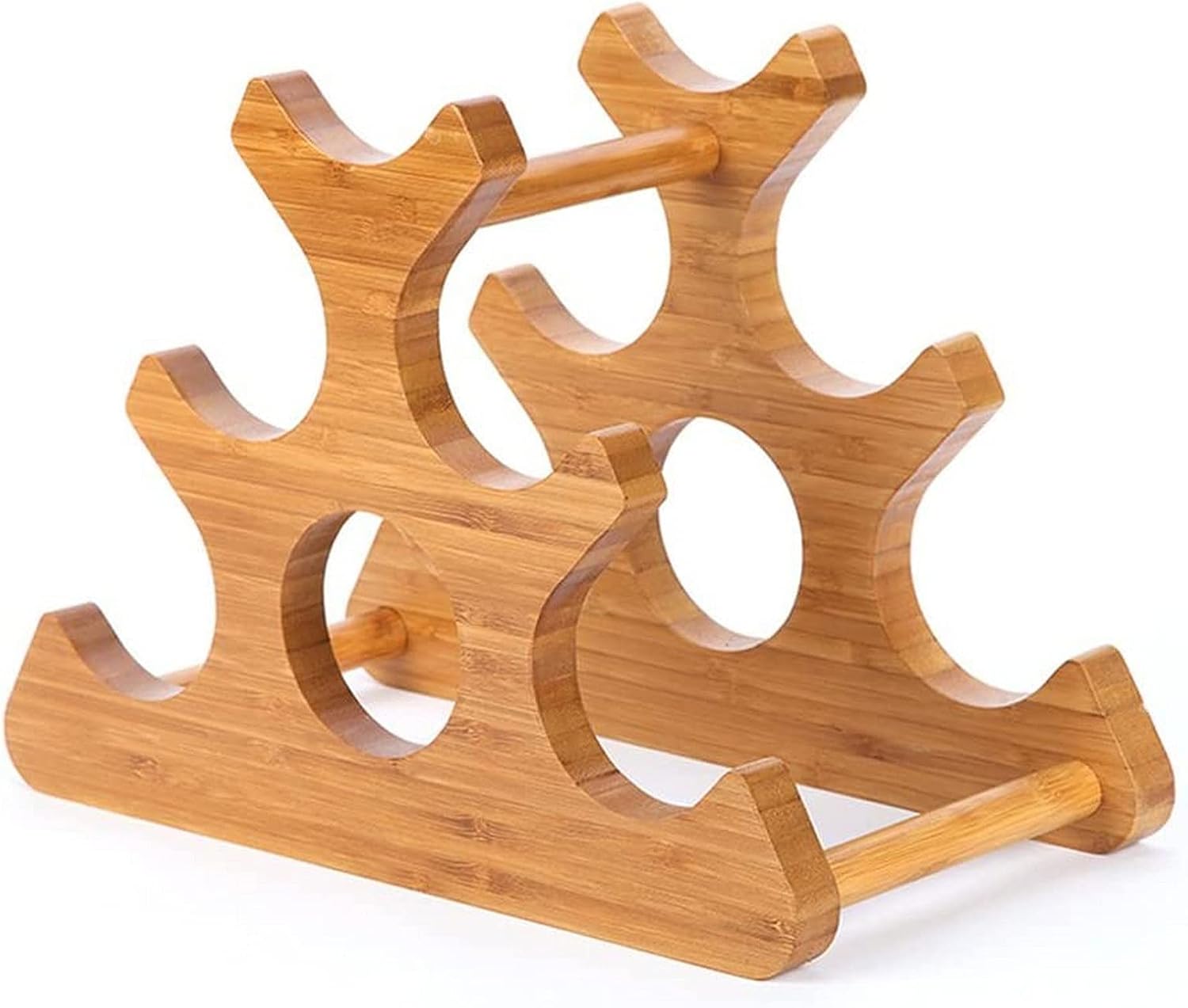Wooden Wine Bottle Holder 6 Bottles Countertop Free Standing Wine Rack Home Decor (Size:35 * 18 * 25.5cm)