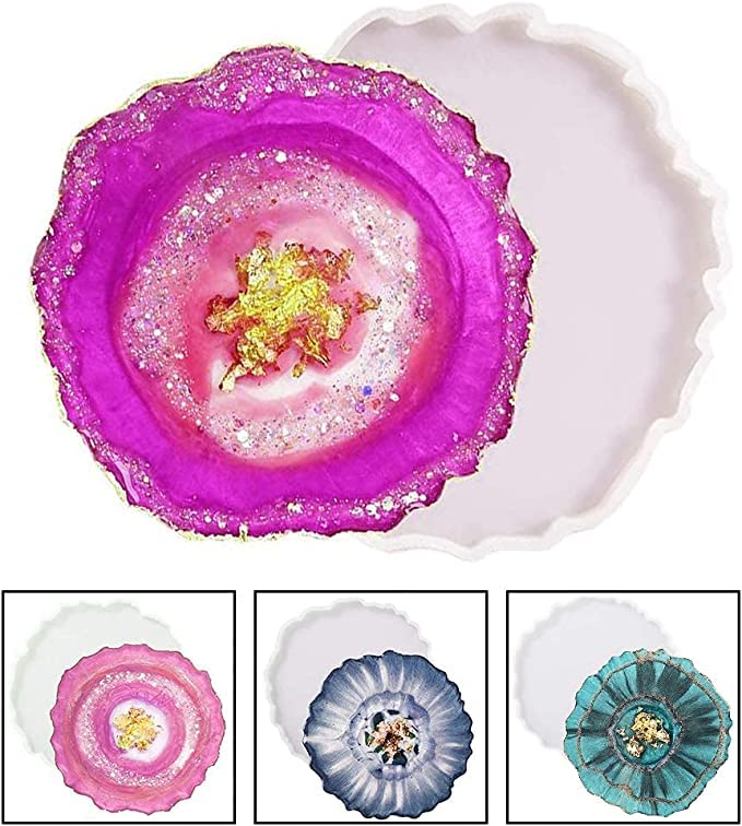 Polaris Fox Pack of 1 Silicone Moulds in Agate Coaster Shape for Epoxy Resin Art, Jesmonite Casting ,Making Coaster | Pack of 1 | Agate Coster Silicon Mould | SIze 4.2inch/11cm | Please refer video or size image before buying 2