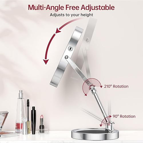 Miniatura 2 de Alovely Espejo de maquillaje iluminado, espejo de aumento 10X con luz, espejo de tocador con luz de 3 colores y brillo ajustable, espejo de mesa