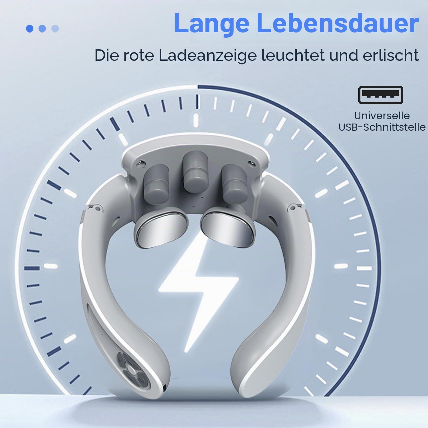 Nackenmassagegerät, Intelligentes Sprachansagen Nackenmassagegerät mit 42°C Wärmetherapie, 5 Modi 15 Intensitätsstufen Tragbar Elektrisches Massagegerät für Zuhause Büro Reise