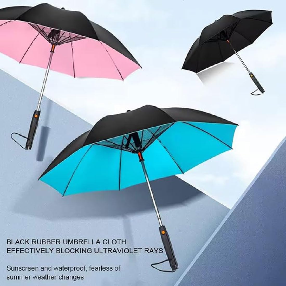 GUSHE 3-in-1 Misting Umbrella with Fan, UV-blockierender Regenschirm mit Ventilator, tragbarer Kühlschirm für Outdoor