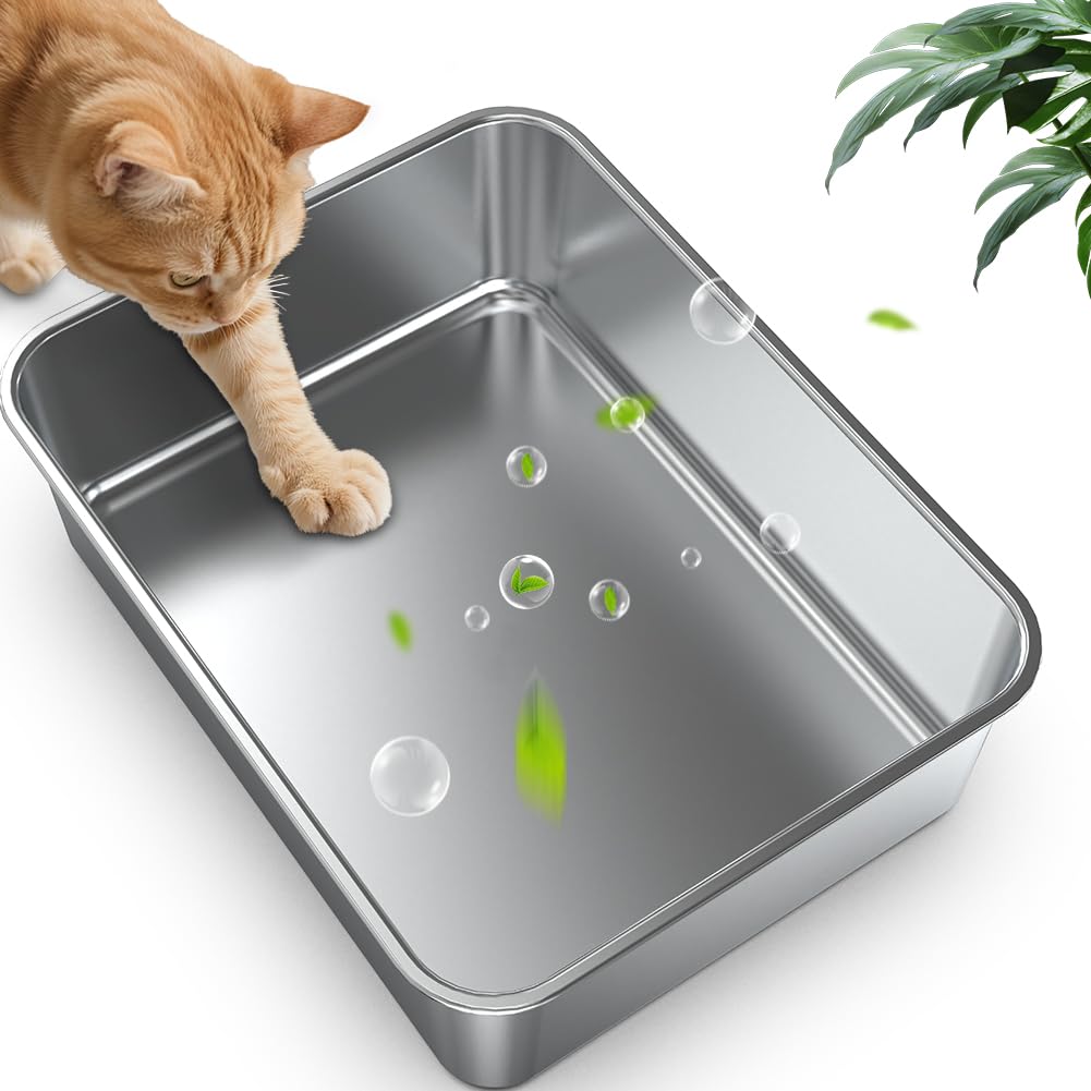 Stainless Steel Litter Box with Lid, High Side Metal Kitty Litter Box, No Stick, No Smell, Easy to Clean - image 4