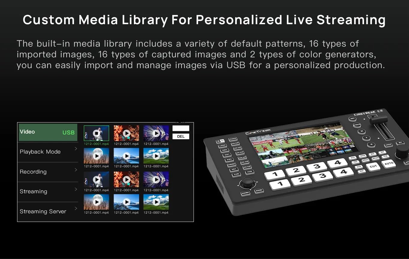 Cinetreak Cinelive C2S con 2 Cámaras PT20 NDI, Mezclador Live SDI/HDMI