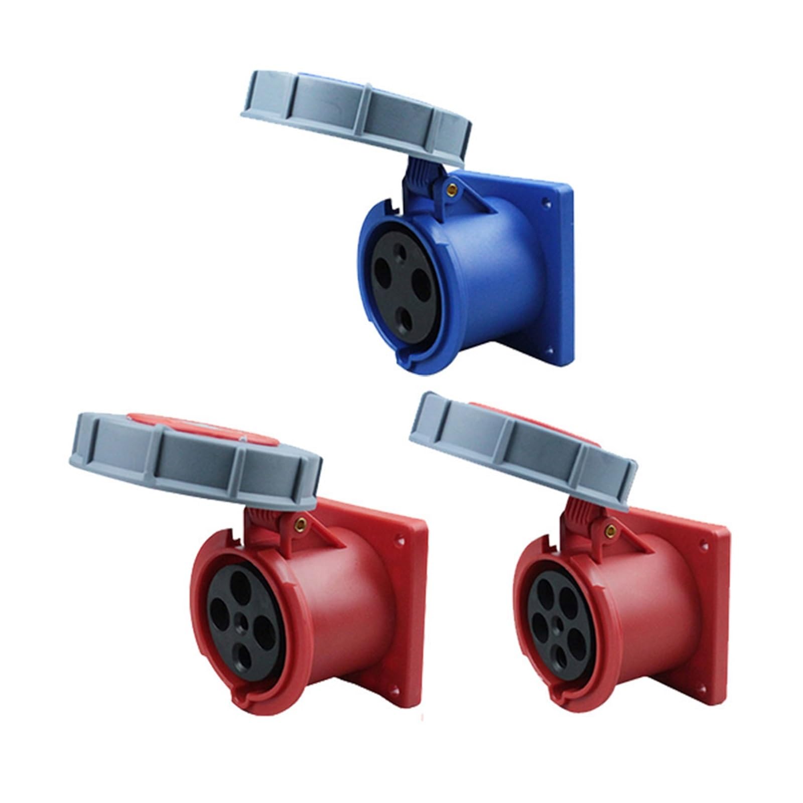 MUYTQAERG 1 PCS Blue 63A 125A Industrial Socket Wall-Mounted Exposed and Concealed(LX 3432-3 core 125A)