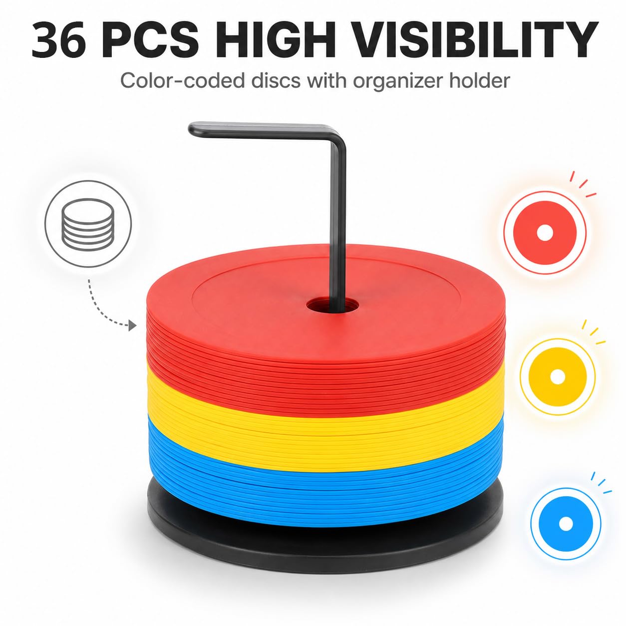 QWORK Cinesini Piatti Allenamento, Disponibile in 15 cm o 23 cm - Dischi marcatura Flessibili per Calcio, Basket, Pallamano e Altro