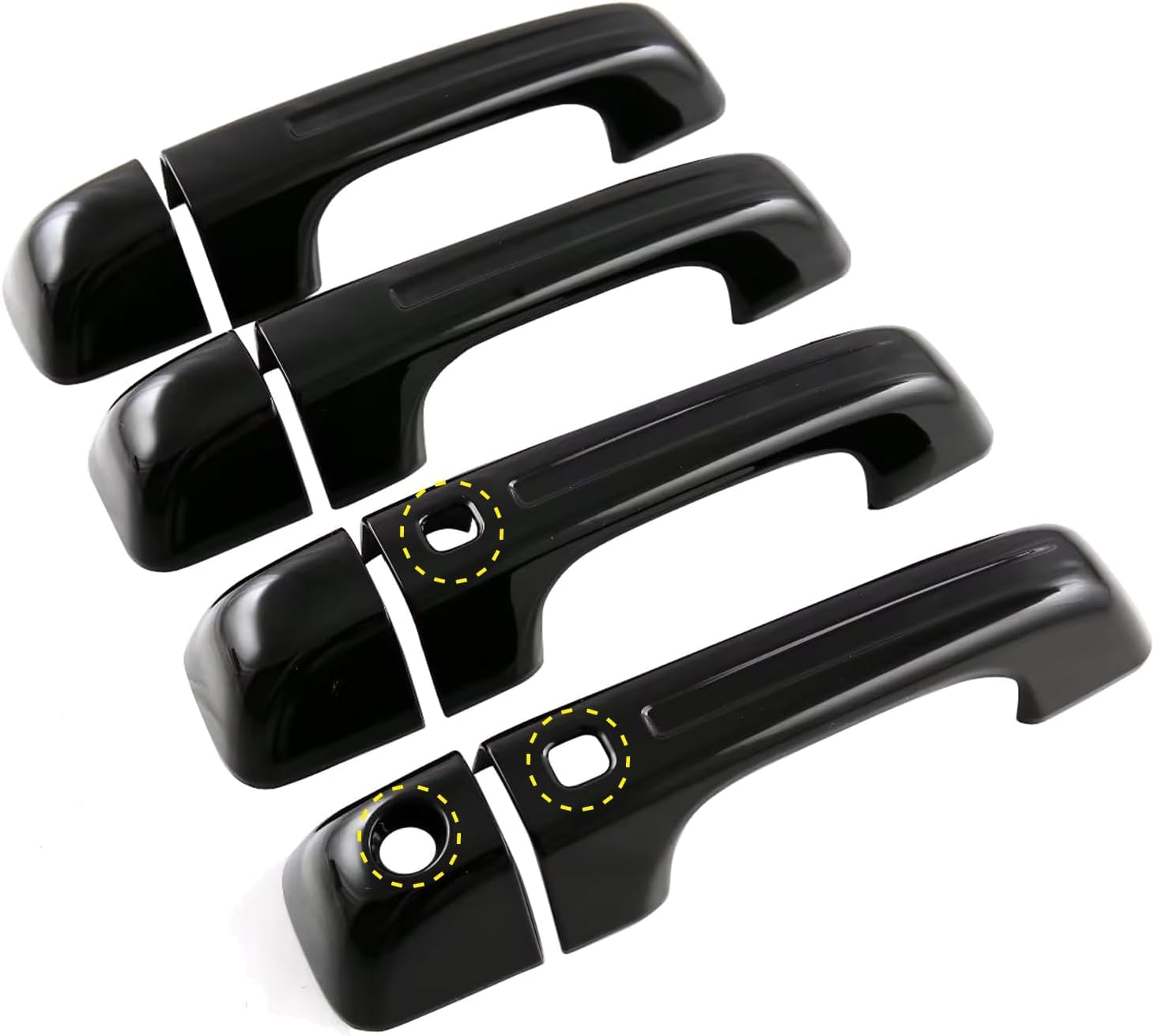 eLoveQ Gloss Black 4 Door Handle Cover for 2019-2023 Ram 1500 with 2 Keyless Holes