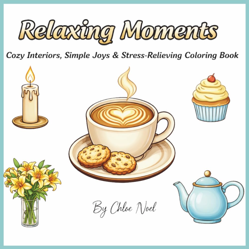 Relaxing Moments: Cozy Interiors, Simple Joys & Stress-Relieving Coloring Book
