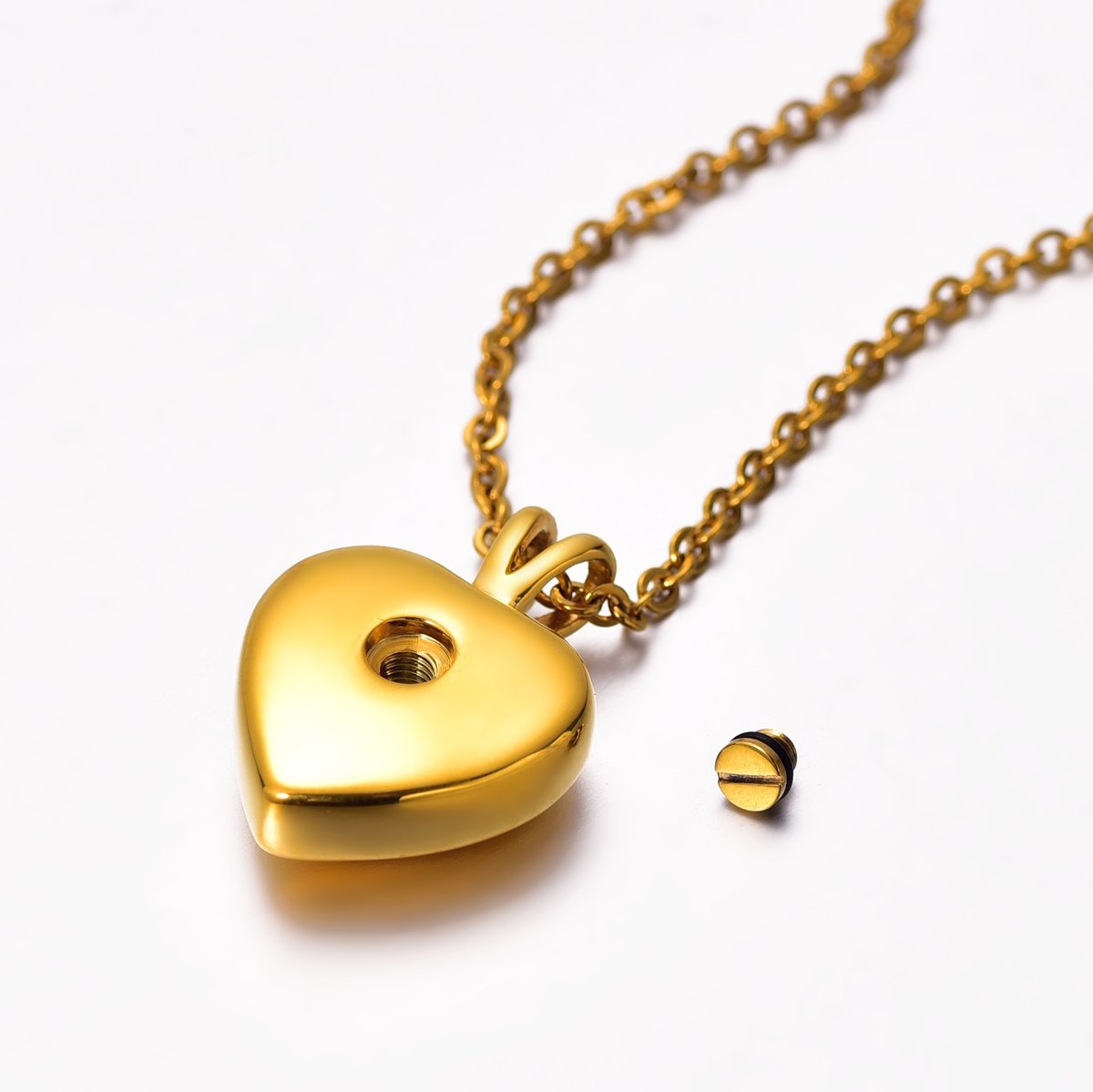 FCZDQ Pet Ashes Necklace Gold Heart Engraved Bone for Dogs Memorial Keepsake Cremation Jewelry for Ashes Urn Pendant