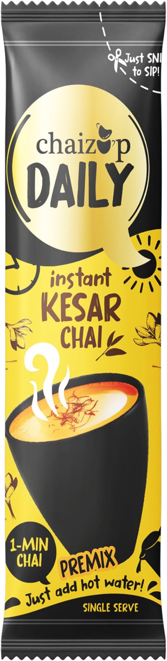Chaizup Daily 1 Min Instant Kesar Tea Premix - 30 Sachets | Kesar Flavours | 30 Servings | 420g